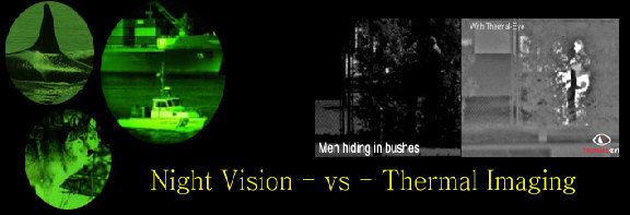 Night Vison Image vs Thermal Image, Thermal Image Men Hiding In Bushes